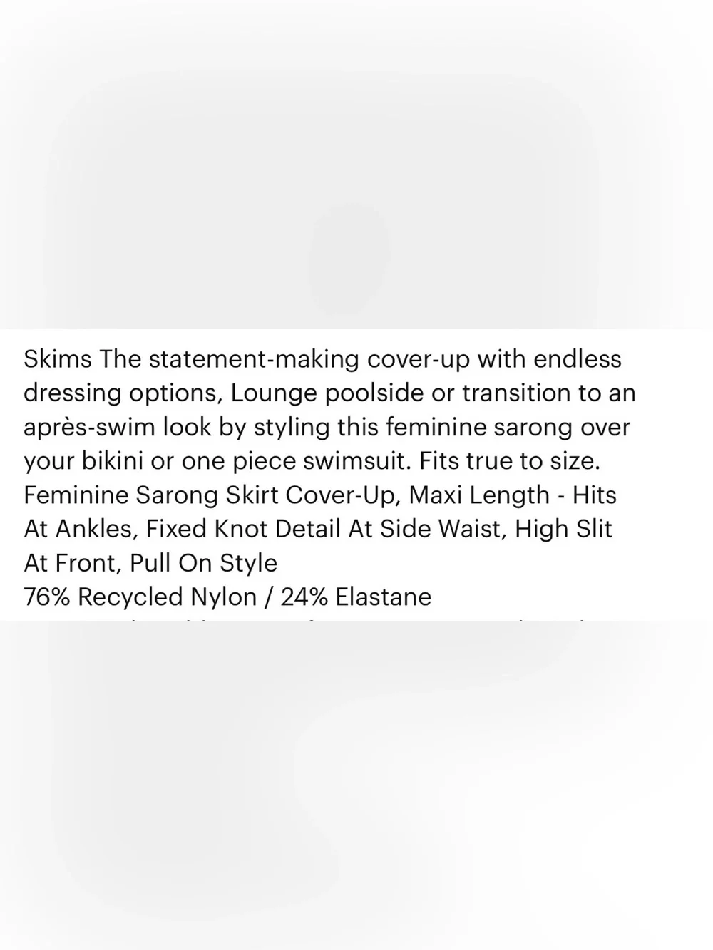NWT SKIMS Plus Size Recycled Swim Snow White Sarong Skirt - Size 3XL